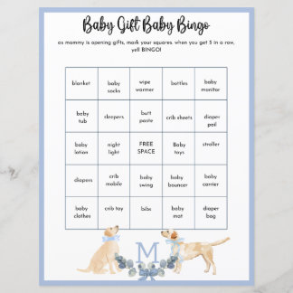 Papier Jeu de Baby shower en En vichy bleu et blanc