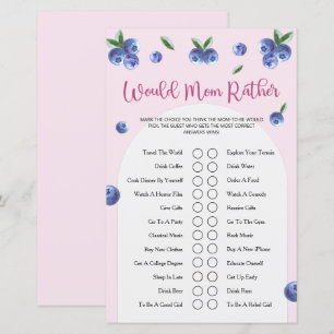 Papier Jeu de Baby Shower Fille Aquarelle Sucrée Myrtille