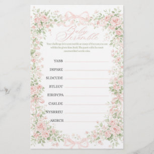 Papier Jeu de Baby Shower Fille Bébé Fleur Bébé en Fleur