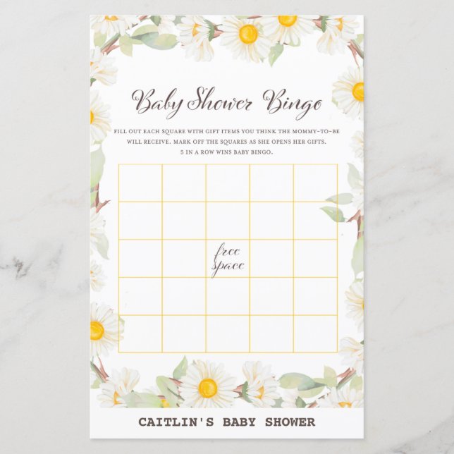 Papier Jeu de Baby shower Fleur Faisy Spring (Devant)
