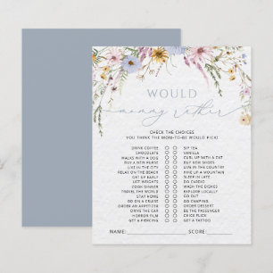 Papier Jeu de Baby shower Fleur sauvage aquarelle