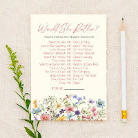 Jeu de Baby Shower Fleur Sauvage 'Plutôt Que'
