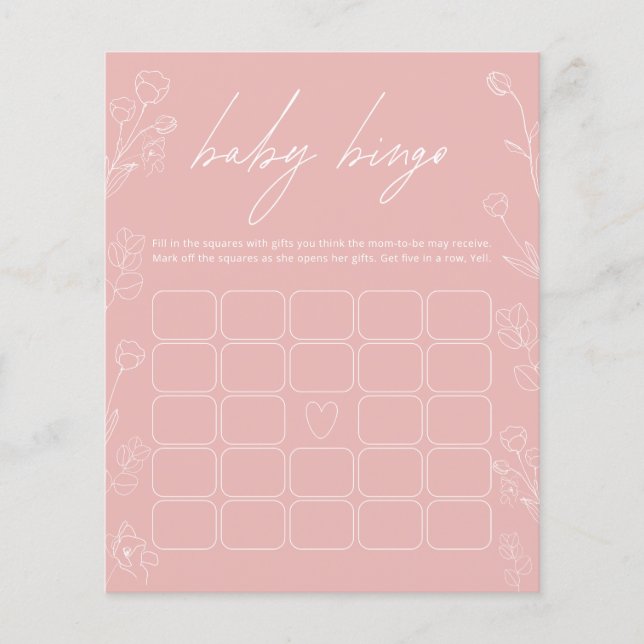Papier Jeu de Baby shower Floral rose et blanc (Devant)