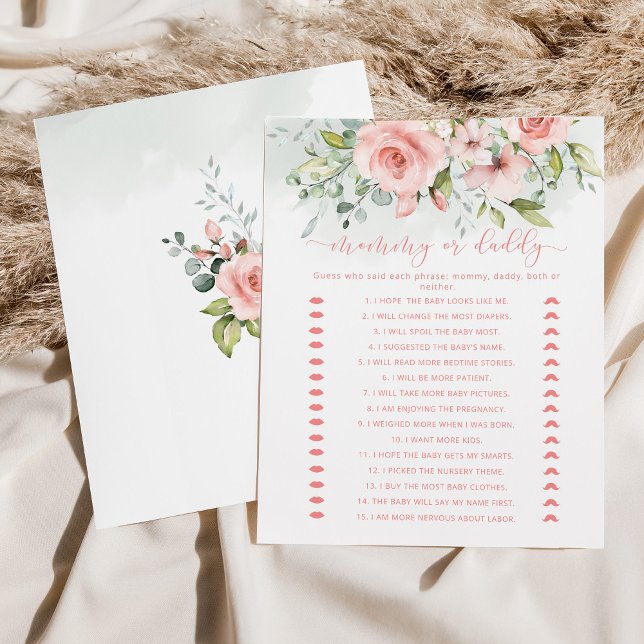 Papier Jeu de baby shower floral rose rousse maman ou pap (Créateur téléchargé)