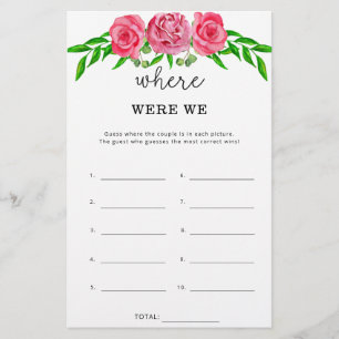 Papier Jeu de baby shower Floral Where were we