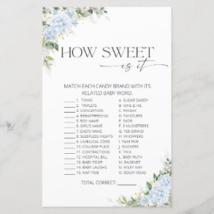Papier Jeu de Baby Shower Hydrangea Floral How Sweet Is I