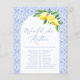 Papier Jeu de Baby Shower Italien au Citron 'Would she Ra