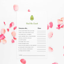 Jeu de baby shower Kawaii Avocado Baby Trouver l'i