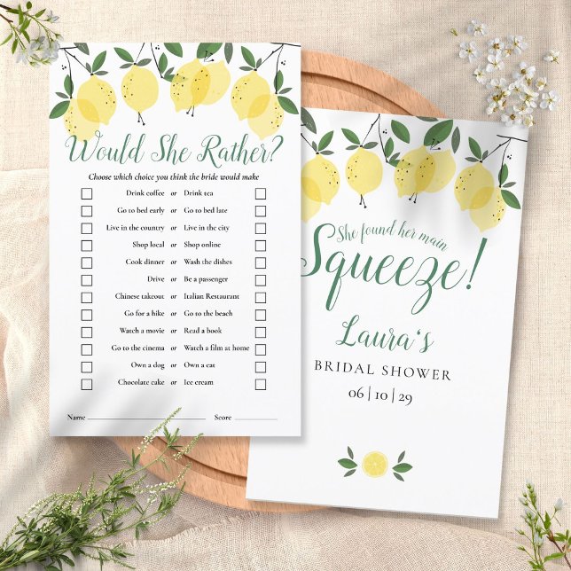 Papier Jeu de Baby Shower Main Squeeze Lemons (Créateur téléchargé)