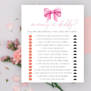 Papier Jeu de Baby Shower : Maman ou Papa pour la Baby Sh