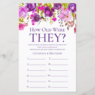 Papier Jeu de Baby Shower Mariage Fleurs Violettes Quel â