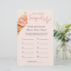 Papier Jeu de Baby Shower Mariage "Où étaient-ils" Crème