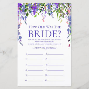 Papier Jeu de Baby Shower Mariage Wisteria Violet