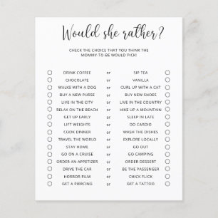 Papier Jeu de baby shower minimaliste 'Would She Rather'