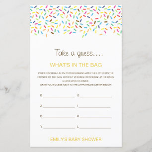 Papier Jeu de baby shower modifiable : Qu'y a-t-il dans l
