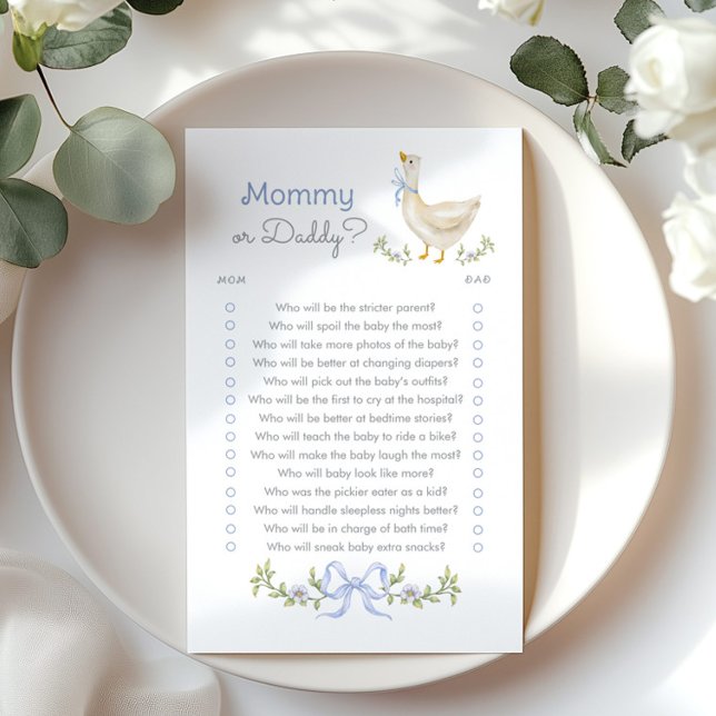 Papier Jeu de baby shower Mommy or Daddy Blue Goose (Créateur téléchargé)
