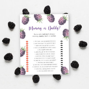 Papier Jeu de baby shower mûre - maman ou papa
