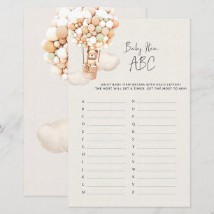 Papier Jeu de Baby Shower Ours - Objet Bébé ABC
