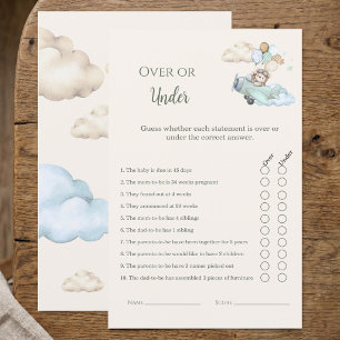 Papier Jeu de baby shower Ourson au-dessus ou en dessous