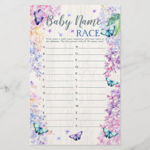 Papier Jeu de Baby shower papillon Baby Name Race Game