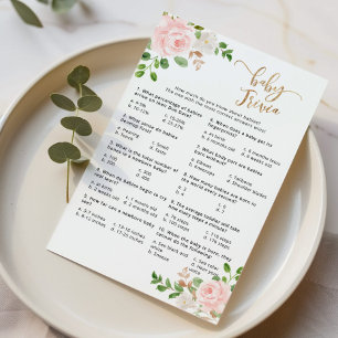 Papier Jeu de baby shower pour bébé rose pâle