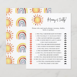 Papier Jeu de baby shower pour maman ou papa soleil