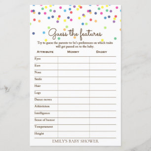 Papier Jeu de Baby shower Rainbow Sprinkle IMPRIMÉ