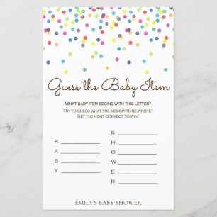 Papier Jeu de Baby shower Rainbow Sprinkle IMPRIMÉ