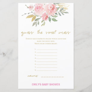 Papier Jeu de Baby shower rose et or roux IMPRIMÉ