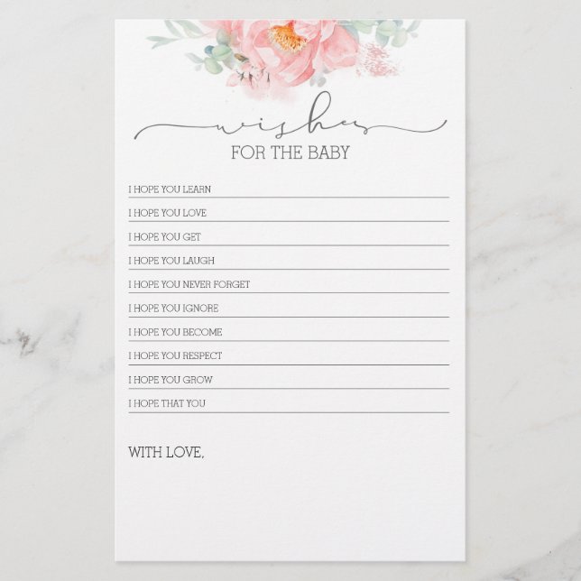 Papier Jeu de Baby shower rose pâle (Devant)