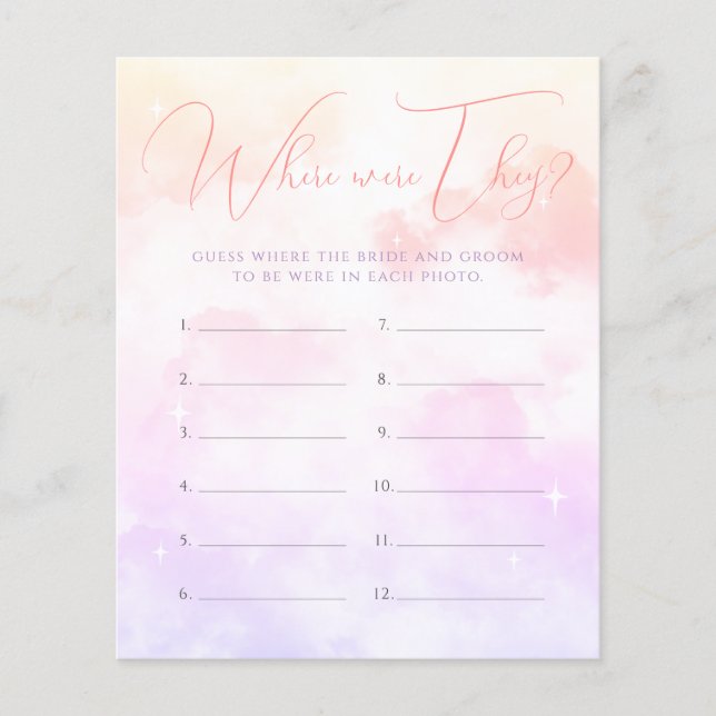 Papier Jeu de Baby Shower 'Rose Pourpre Où étaient-Ils' (Devant)