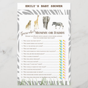 Papier Jeu de Baby shower sauvage africain IMPRIMÉ
