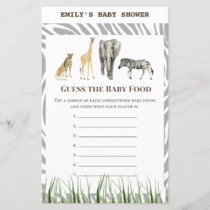 Papier Jeu de Baby shower sauvage africain IMPRIMÉ