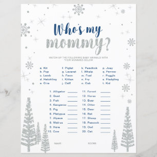 Papier Jeu de Baby shower Silver & Blue Winter Wonderland