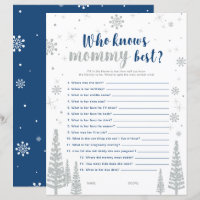 Jeu de Baby Shower Silver & Blue Winter Wonderland