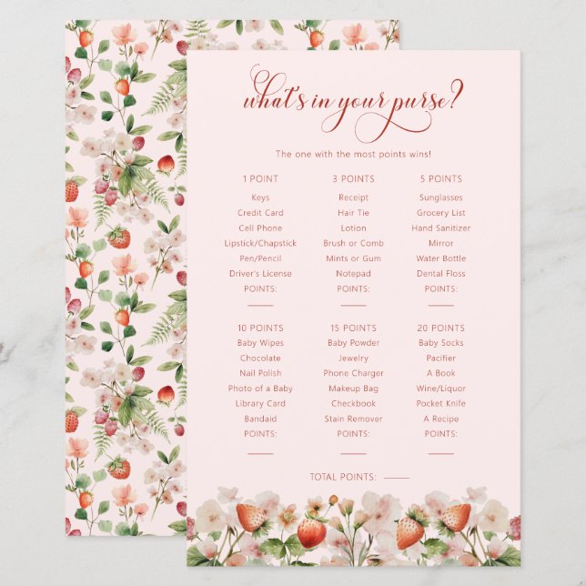 Papier Jeu de Baby Shower sur le Thème des Fruits Rouges (Devant / Derrière)