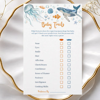 Papier Jeu de baby shower sur les traits de bébé sur le t