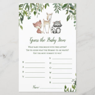 Papier Jeu de Baby shower Woodland - Guess Baby Item