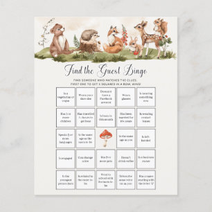 Papier Jeu de Baby shower Woodland - Trouvez le Bingo inv