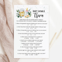 Jeu de Baby Trivia Greenery Baby Is Brewing Rose