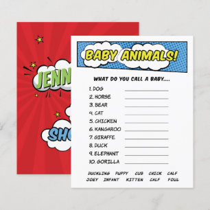 Papier Jeu de bébé animaux super-héros de bande dessinée 