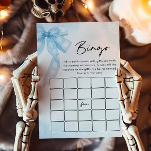 Papier Jeu de Bingo Baby Shower Blue Bow Little Boo
