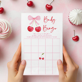 Papier Jeu de Bingo Baby Shower Cherry Baby avec un Nœud 