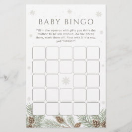 Papier Jeu de Bingo Baby shower d'hiver