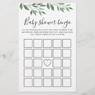 Papier Jeu de Bingo Baby Shower Fête Baby Shower