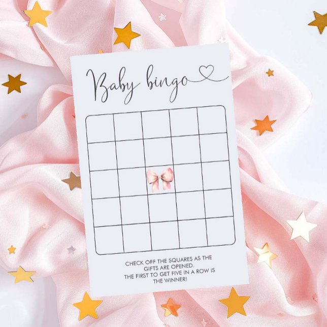 Papier Jeu de Bingo Baby shower fille rose Bow (Créateur téléchargé)