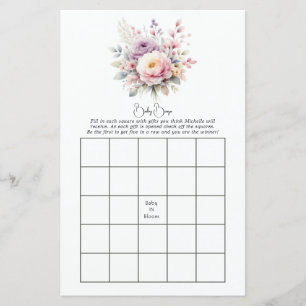 Papier Jeu de bingo Baby Shower Fleur Baby in Bloom