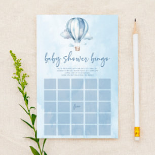 Papier Jeu de Bingo Baby Shower Montgolfière Bleue