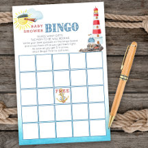 Jeu de Bingo Baby shower Nautique Cute