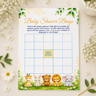 Papier Jeu de bingo bébé Animaux de la forêt à l'aquarell